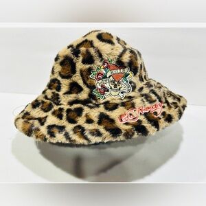 Ed Hardy Leopard Print Bucket Hat with Embroidery